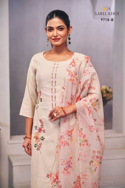 LABEL KHOJ 9718A & 9718B DESIGNER SILK SALWAR SUIT WHOLESALER IN INDIA